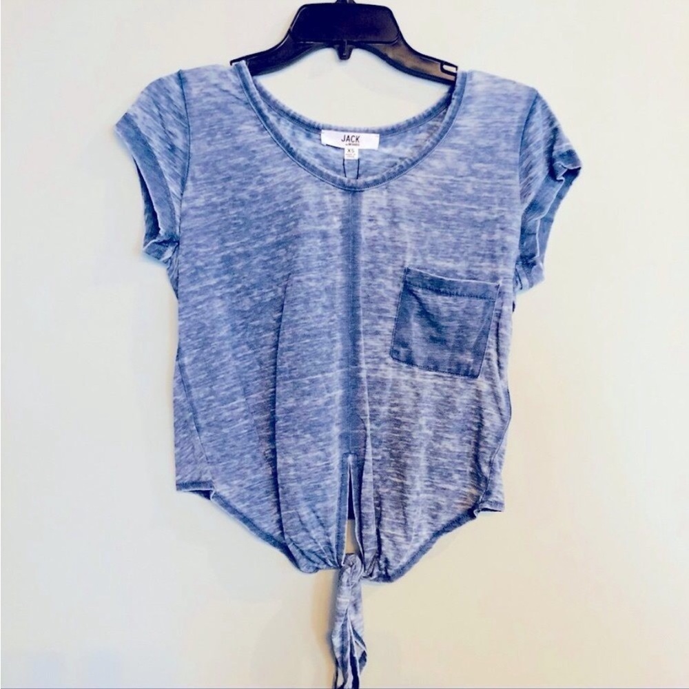 Jack by BB Dakota Krasner Burnout Tie Front T-Shirt Top Estate Blue XS S New